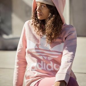 🥎 Adidas Logo Trefoil Light Pink Sporty Trendy Oversized Hoodie Sweatshirt
